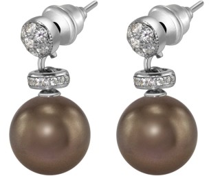 Серьги серебро с жемчугом и куб. цирконием Pearl Kiss 33S, Rivoli (арт.ABS-12-10-33-S)