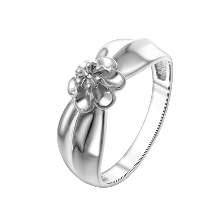 Серебряное кольцо с бриллиантом TEOSA 1000-0365-DN