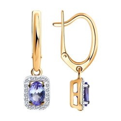 Серьги из золота с бриллиантами и танзанитами (Арт.6024158)