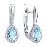 Серьги из белого золота с бриллиантами и аквамарином (Арт.6024374-3)
