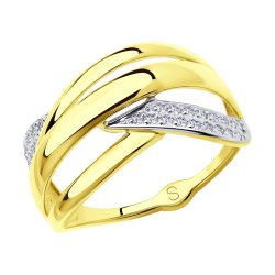 Кольцо из желтого золота с фианитами (Арт.017704-2)