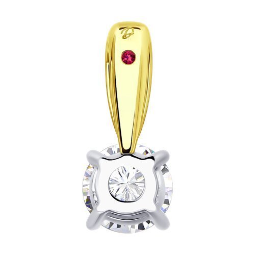 Подвеска из комбинированного золота с выращенным бриллиантом и рубином (Арт.53-230-02369-1)