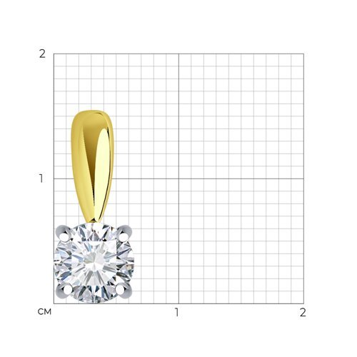 Подвеска из комбинированного золота с выращенным бриллиантом и рубином (Арт.53-230-02369-1)
