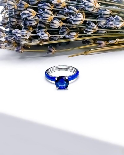 Кольцо серебряное с куб. цирконием и эмалью «Синие крылья» Myjewels (арт.01202283c_kubcirkonii_jemal)
