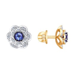 Серьги из золота с бриллиантами и танзанитами (Арт.6024075)