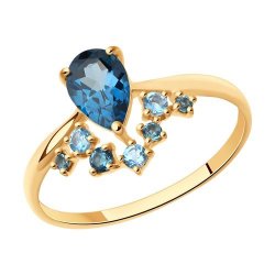 Кольцо золотое пробы 585 с миксом камней (Арт.715028)