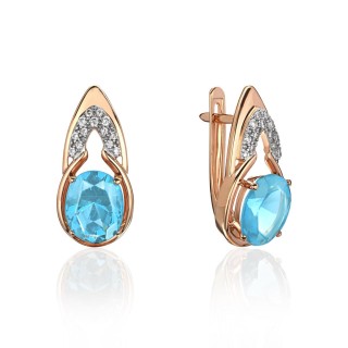 Серьги золотые с топазом и фианитами «New Colour» Estet (арт.01С3115347-2)
