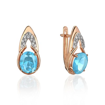 Серьги золотые с топазом и фианитами «New Colour» Estet (арт.01С3115347-2)