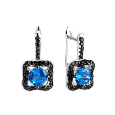 Серьги из серебра с топазом (Арт.cz-e00928-x-wb-lb-x-b)