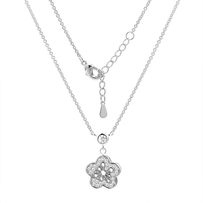 Ожерелье серебро с фианитами «Blossom Shine» Fresh Jewelry (арт.CZ-N05260-X-W-X-X-W)