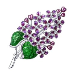 Брошь из серебра с фианитами и эмалью (Арт.94040228)