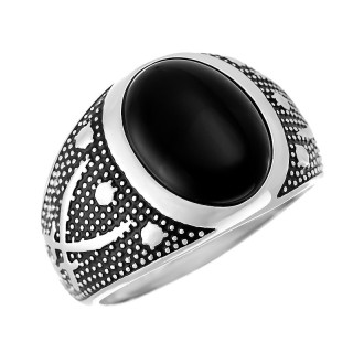 Кольцо с агатом «Статусный штрих» из серебра 925 Fresh Jewelry (арт.HL-R5013R27-X-W-B-X-X)