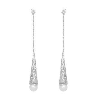 Серьги серебряные с жемчугом и фианитами «Nautilus Grace» Fresh Jewelry (арт.PI-E01949-X-W-PS-X-W)