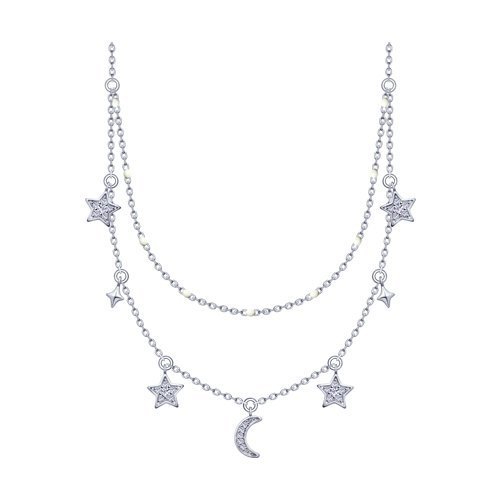 Колье из серебра с фианитами и эмалью (Арт.94070155)