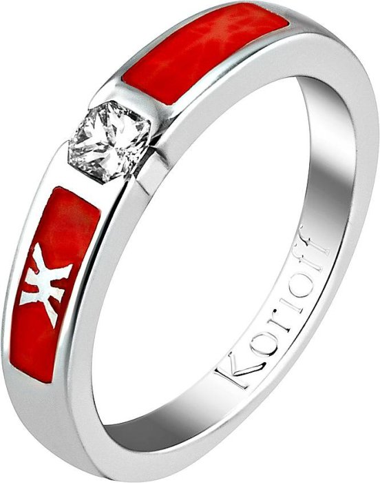 Кольцо из белого золота с бриллиантом и эмалью (Арт.dkl40tk07)