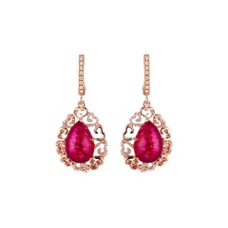 Серьги золотые с бриллиантами и рубинами «Розовое Сердце» Myjewels (арт.E01482AR4RK_SR_RV_PINK)