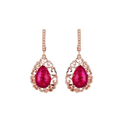 Серьги золотые с бриллиантами и рубинами «Розовое Сердце» Myjewels (арт.E01482AR4RK_SR_RV_PINK)