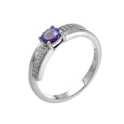 Кольцо из серебра с танзанитом и фианитом (Арт.sm-r01827-x-w-tn-x-w)