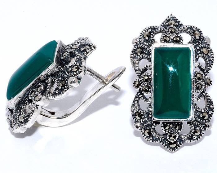 Серьги Серебряные крылья (Арт.22391112496e_agat_markazit)