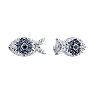 Серьги из серебра с фианитами «Морская Искорка» Соколов (арт.94-122-02186-1)