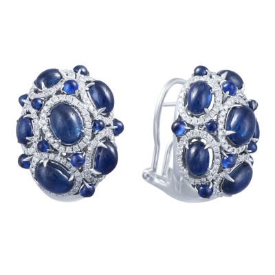 Серьги из белого золота с сапфирами и бриллиантами «Ночное созвездие» Myjewels (арт.E500188SAP002_SR_SO_WG)