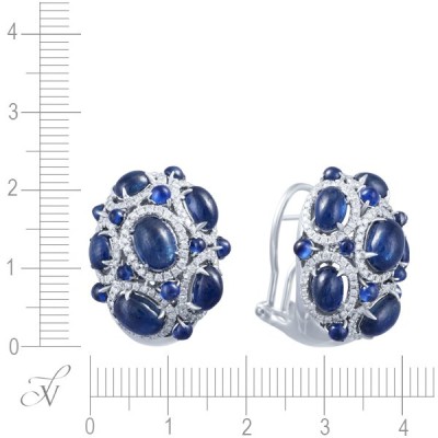 Серьги из белого золота с сапфирами и бриллиантами «Ночное созвездие» Myjewels (арт.E500188SAP002_SR_SO_WG)
