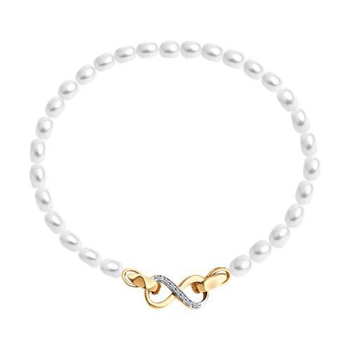 Браслет золотой пробы 585 с жемчугом (Арт.79-50002)