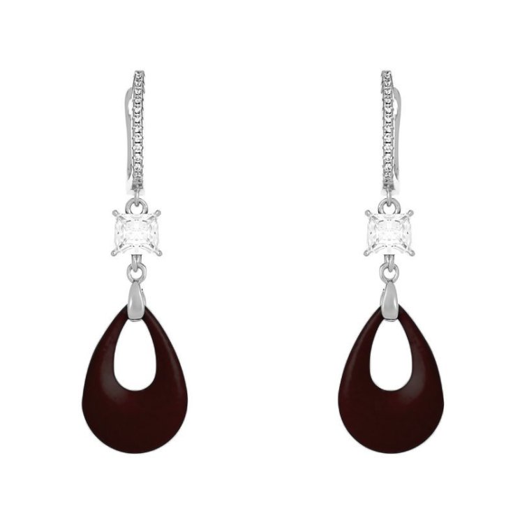 Серьги из серебра с керамикой и куб. цирконием (Арт.tm-e00967-br-w-w-x-w)