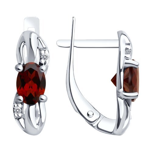 Серьги из серебра с гранатами и фианитами (Арт.94-320-00182-2)