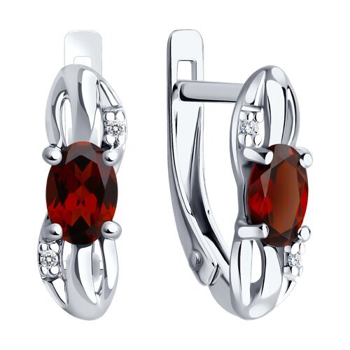 Серьги из серебра с гранатами и фианитами (Арт.94-320-00182-2)