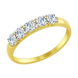 Кольцо из желтого золота с фианитами (Арт.81010281-2)
