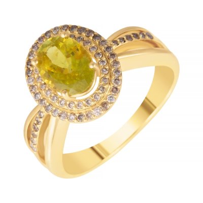 Кольцо из золота с бриллиантом и турмалином (Арт.khae_1003_ko_dn_tur_yg)