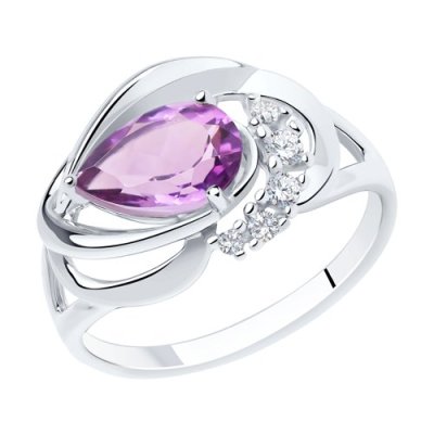 Кольцо серебряное с аметистом и фианитами «Лиловый Водопад» SOKOLOV (арт.9201)