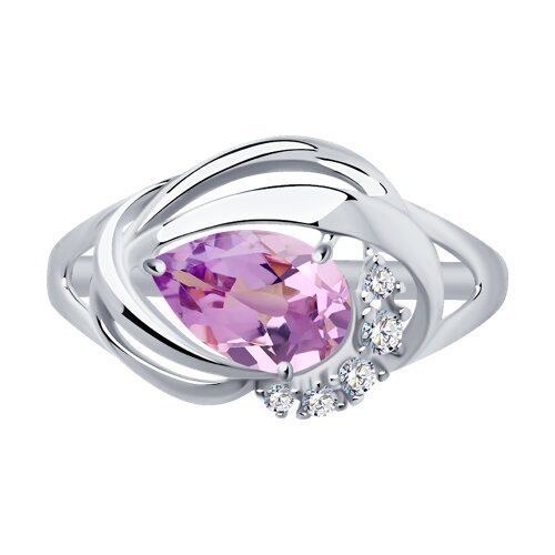 Кольцо серебряное с аметистом и фианитами «Лиловый Водопад» SOKOLOV (арт.9201)