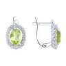 Серьги из серебра с фианитами и хризолитами (Арт.92021114)
