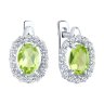 Серьги из серебра с фианитами и хризолитами (Арт.92021114)