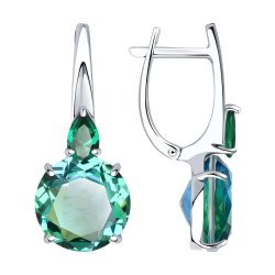 Серьги из серебра с ситалами синтетическими и фианитами (Арт.92022234)