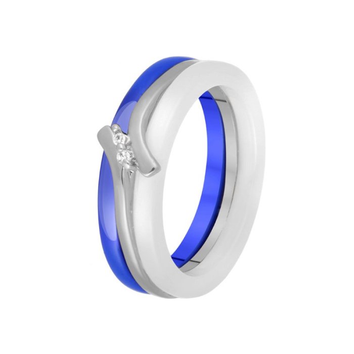 Кольцо из серебра с керамикой и куб. цирконием (Арт.tc-r00647-blw-w-x-x-w)