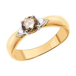 Кольцо из золочёного серебра с фианитом (Арт.93-110-01548-2)