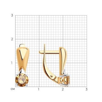 Серьги из серебра с фианитом «Золотой Луч» Соколов (арт.01548)