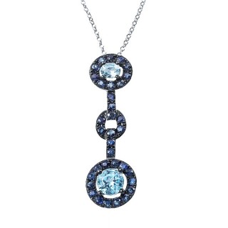 Цепь с сапфирами и топазами «Голубой каскад» из белого золота Myjewels (арт.R522BTK4WR_SA_BT_WG)