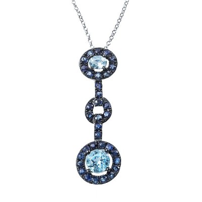 Цепь с сапфирами и топазами «Голубой каскад» из белого золота Myjewels (арт.R522BTK4WR_SA_BT_WG)