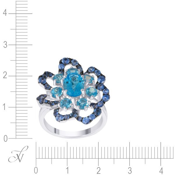 Кольцо из белого золота с сапфиром и топазом (Арт.rg-32175_ko_sm_bt_wg)