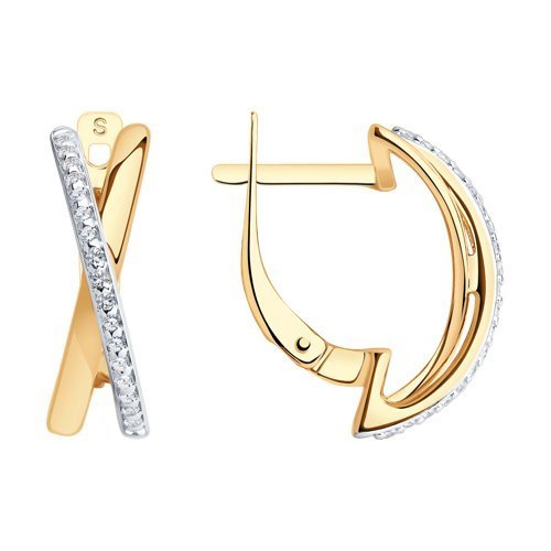 Серьги из золочёного серебра с фианитами (Арт.93020678)