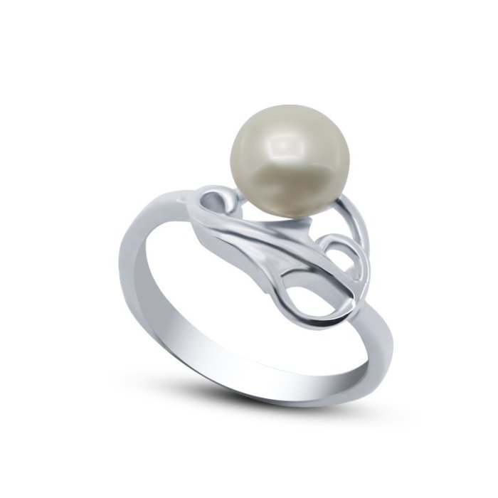 Кольцо серебряное с жемчугом «Серебряные крылья» Silver Wings (арт.41qsalg252a-19_zhemchugkult)