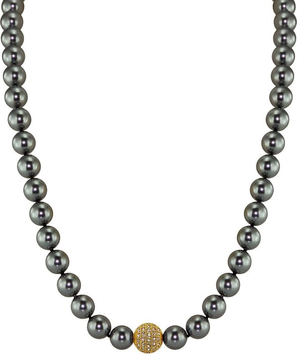 Ожерелье из серебра с жемчугом и куб. цирконием (Арт.91l-gk-31)