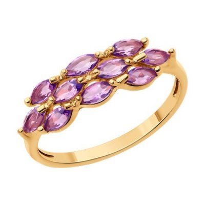 Кольцо золотое с аметистом «Лавандовое облако» Соколов (арт.51-310-01869-3)