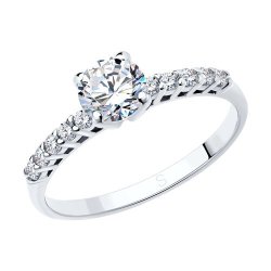 Помолвочное кольцо из серебра с фианитами (Арт.94010157)