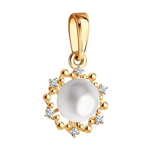 Подвеска из золота с бриллиантами и жемчугом (Арт.51-230-02021-1)