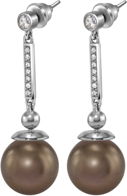 Серьги из серебра с жемчугом и кристаллом swarovski (Арт.aas-6-b-12-33-s)